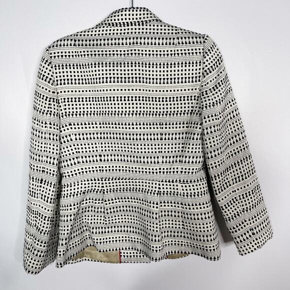 Banana Republic Womens 6 Black Ivory Heritage Safari Textured Blazer Jacket - Picture 2 of 9